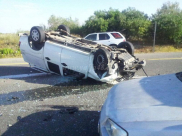 5 اصابات بينها خطيرة اثر انقلاب مركبة قرب مدينة الرملة 